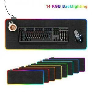 M.T Be the king of games Computer Desk Gaming Mouse Pad RGB LED 14 Lights Keyboard Laptop Mat 31.5x12"