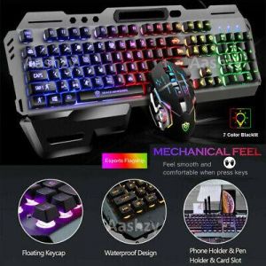 Metal Gaming Keyboard+Mouse Mechanical Feel Backlight Waterproof Gaming Keyboard