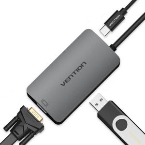 M.T Be the king of games Vention CGJHA USB C to USB3.0 VGA With PD Charging Port Type C 3.1 to USB Hub Type-c Video Adapter